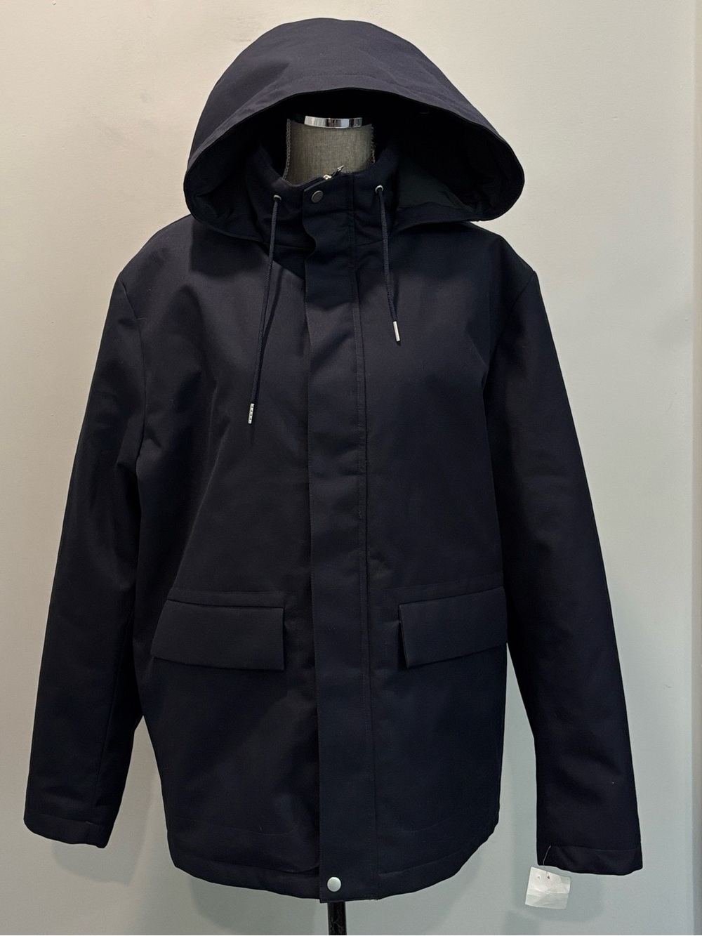 Sandro Navy Technical Hooded Wool Blend Parka NWT Quilted Lining XL - Picture 3 of 16